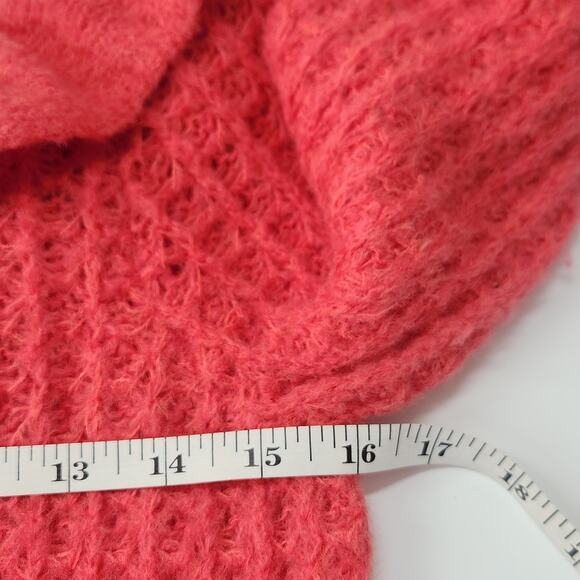 by Anthropologie Boatneck Ruffle Sweater Size S Pink Chunky Knit Retro 80s - Picture 7 of 8